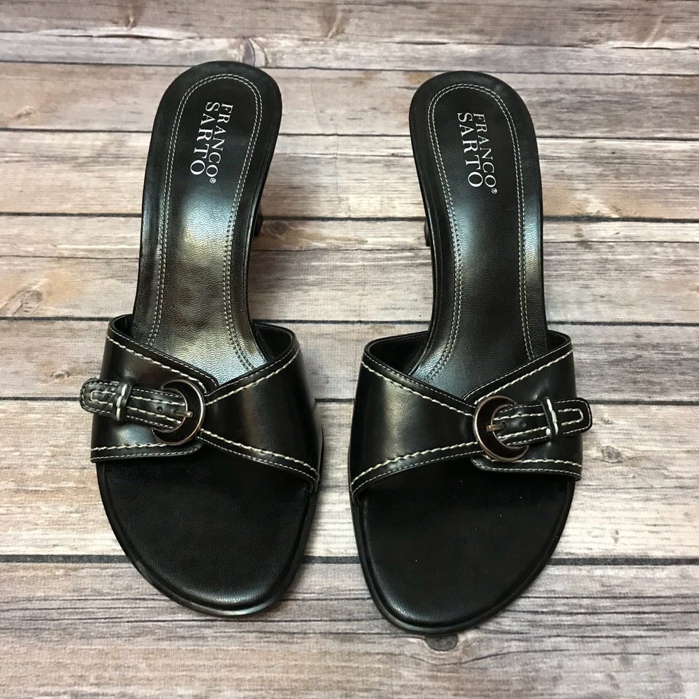 Black Franco Sarto heeled buckle sandals